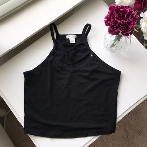 black halter neck crop top